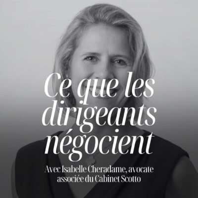 Portrait d'Isabelle Cheradame, avocate spécialiste du management package, invitée du podcast de Pauline Laigneau